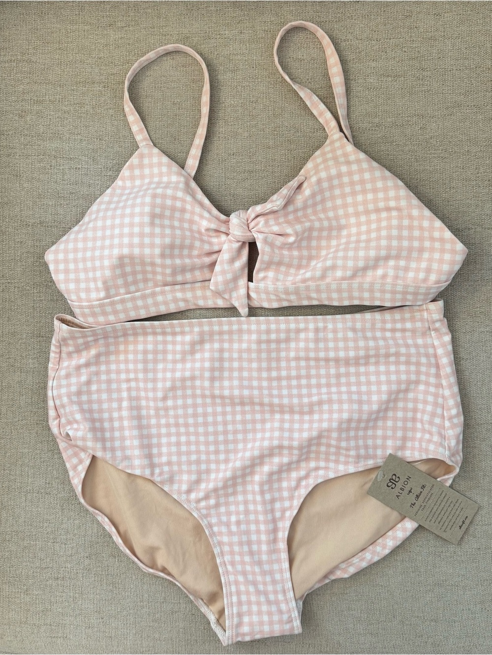 Albion Pink Gingham High-Waist Bikini